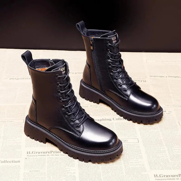 Bella™ - Black Leather Winter Boots