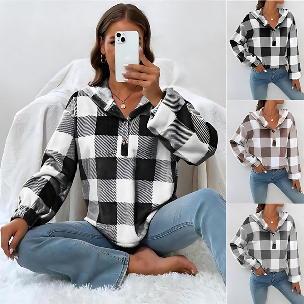 Cozy Plaid Fleece Hoodie ''Coco''