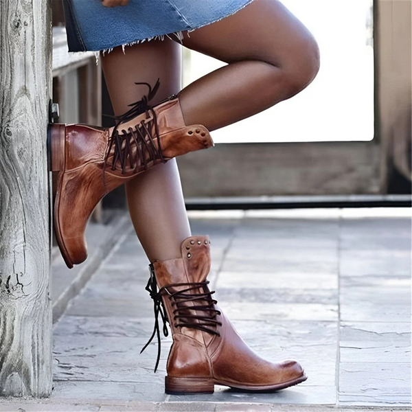 Anne Leather Lace-Up Boots