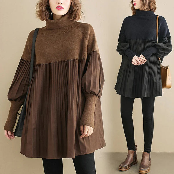 Megan Tunic Sweater with Plissé Detail